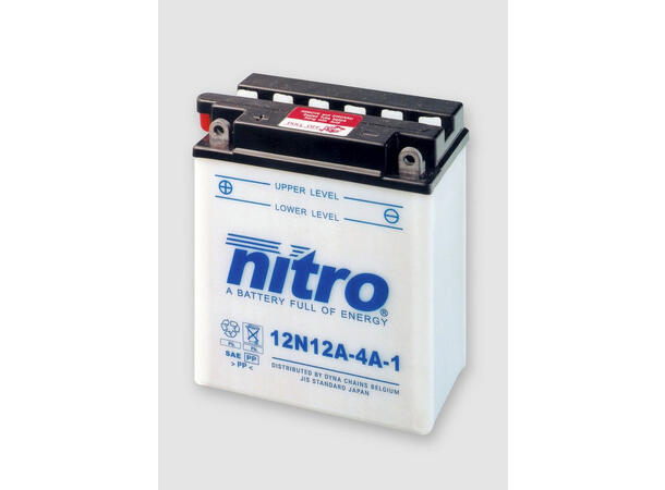 Nitro 12N12A-4A-1-WA Batteri 12V, 12Ah, 136x82x162, Syreflaske 